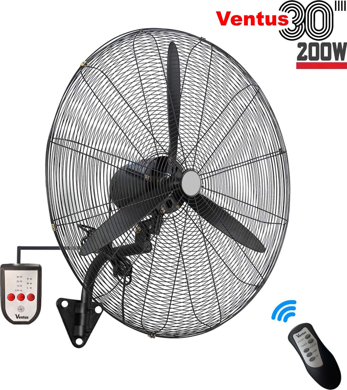 Ventus 30'' Vantilatör 200W Duvar Tipi Uzaktan Kumandalı (75cm Çap)