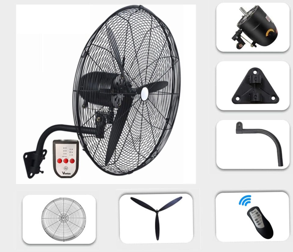 Ventus 30'' Vantilatör 200W Duvar Tipi Uzaktan Kumandalı (75cm Çap)