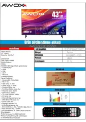 Awox B234300 43'' 109 Ekran Uydu Alıcılı Full HD Smart LED TV