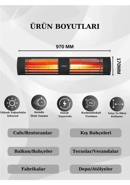 Hottable Supreme 3000 Watt Profesyonel Su Geçi̇rmez Diş Ortam Isitici