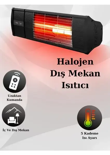 Ardonat Inox Halogen Black Pro 2000 Watt Kumandalı Dış Mekan Isıtıcı