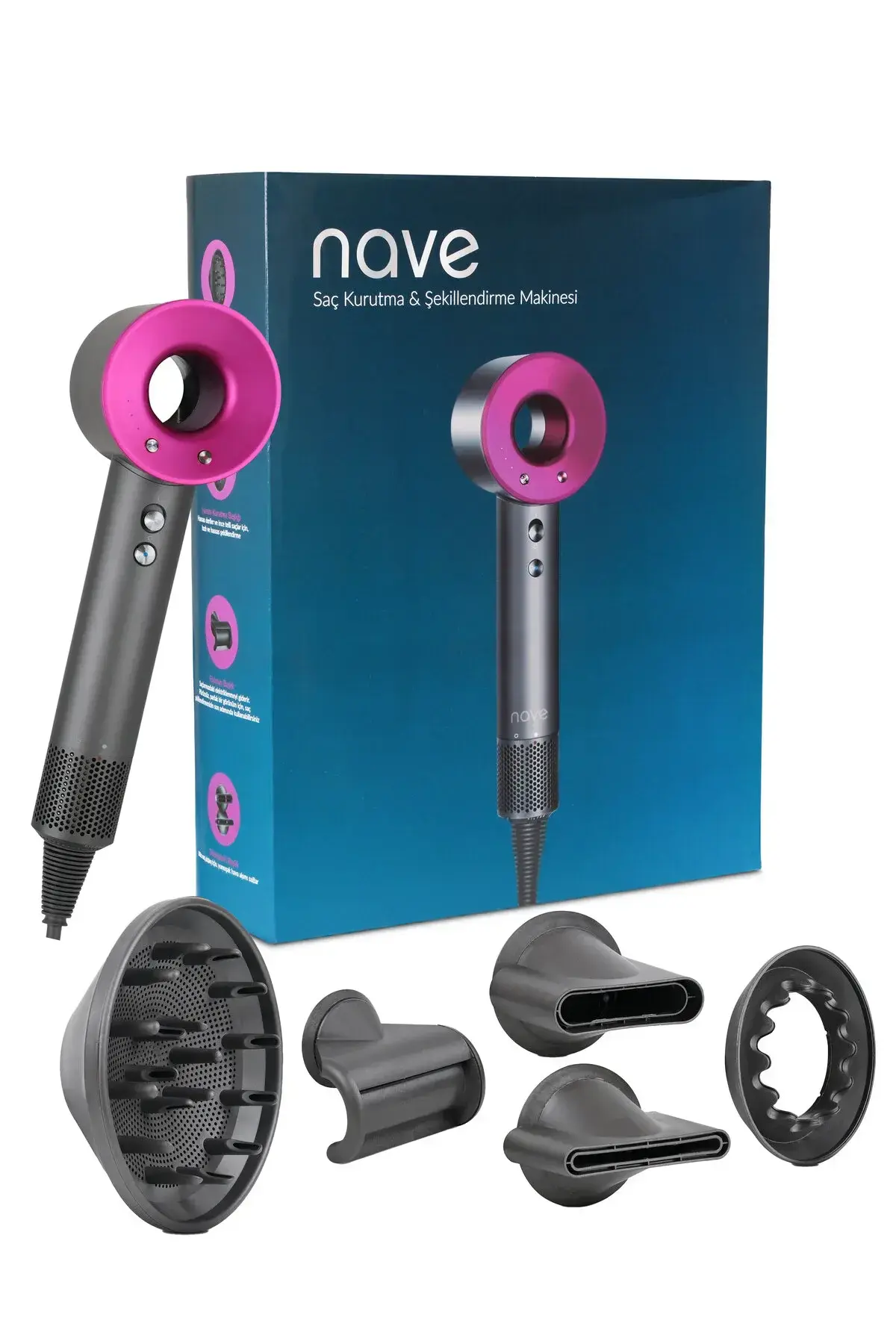 Nave HD-002 Yeni Nesil Dc Turbo Motor Saç Şekillendirici, Kurutma