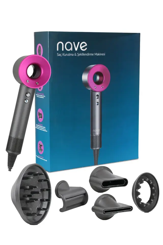 Nave HD-002 Yeni Nesil Dc Turbo Motor Saç Şekillendirici, Kurutma