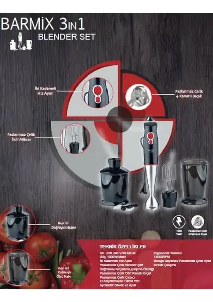 Awox Barmix 3 in 1 Blender Set