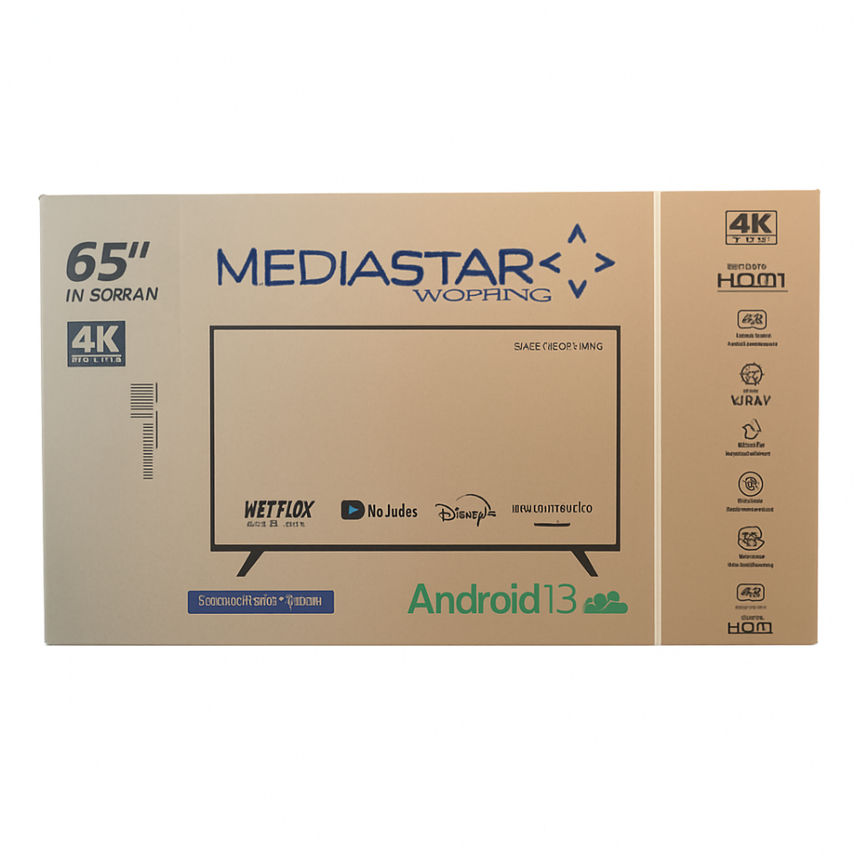Mediastar 65 '' 165 Ekran Android 13 Uydulu Wifi 4K HD Led TV