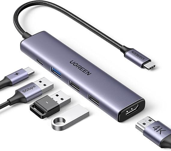 UGREEN USB C Hub, PD 100W, 4K HDMI, MacBook Pro/Air, iPad Pro/Air, Surface Pro/Go, Galaxy Tab, Galaxy S23/S22 vb. ile uyumlu USB A 3.0.