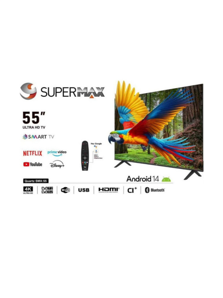 SuperMaxtv Supermax 55'' 139 Ekran Uydu Alıcılı 4K Ultra Hd Smart Andoid Tv